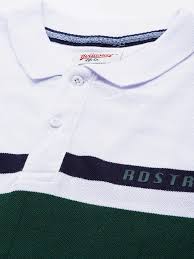 Men Green & White Cotton Colourblocked Polo Collar T-shirt
