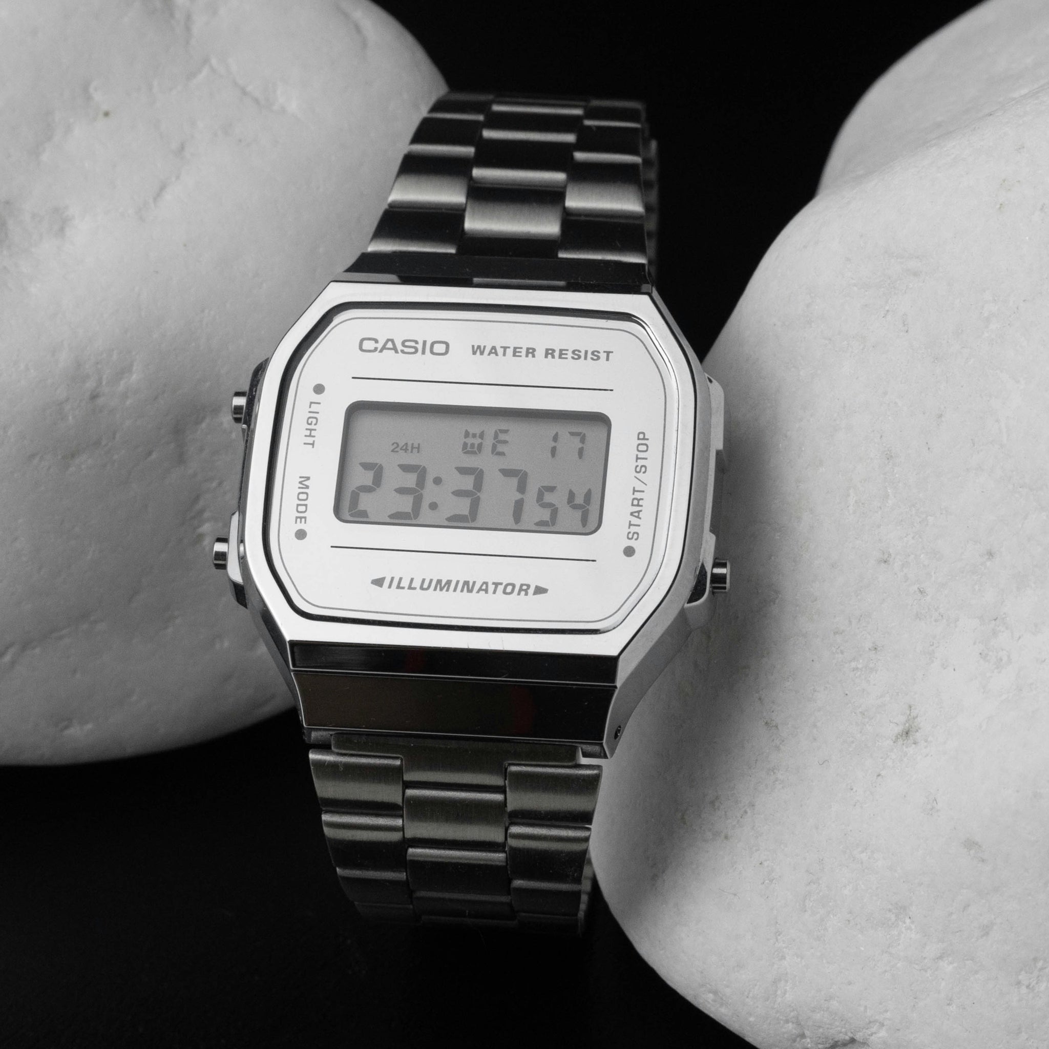 Vintage A158WA-1DF Black Digital Dial Silver Stainless Steel Band D011