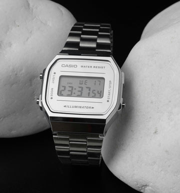 Vintage A158WA-1DF Black Digital Dial Silver Stainless Steel Band D011